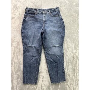 Old Navy Jean Womens Plus Sz 16 Blue High Rise Curvy OG Straight Crop Distressed